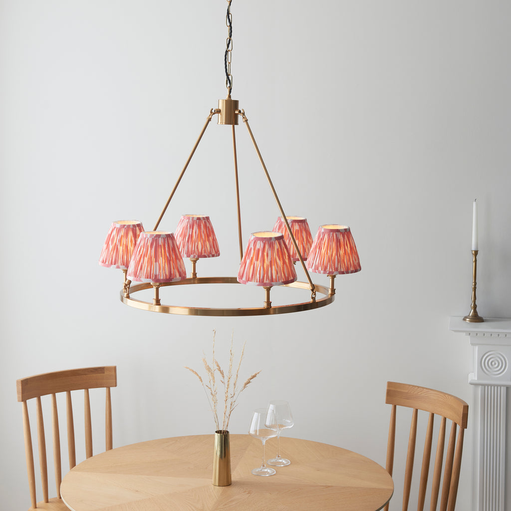 114510 Chester & Ikat 16cm 6 Light Pendant Brass Pink
