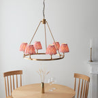 114510 Chester & Ikat 16cm 6 Light Pendant Brass Pink