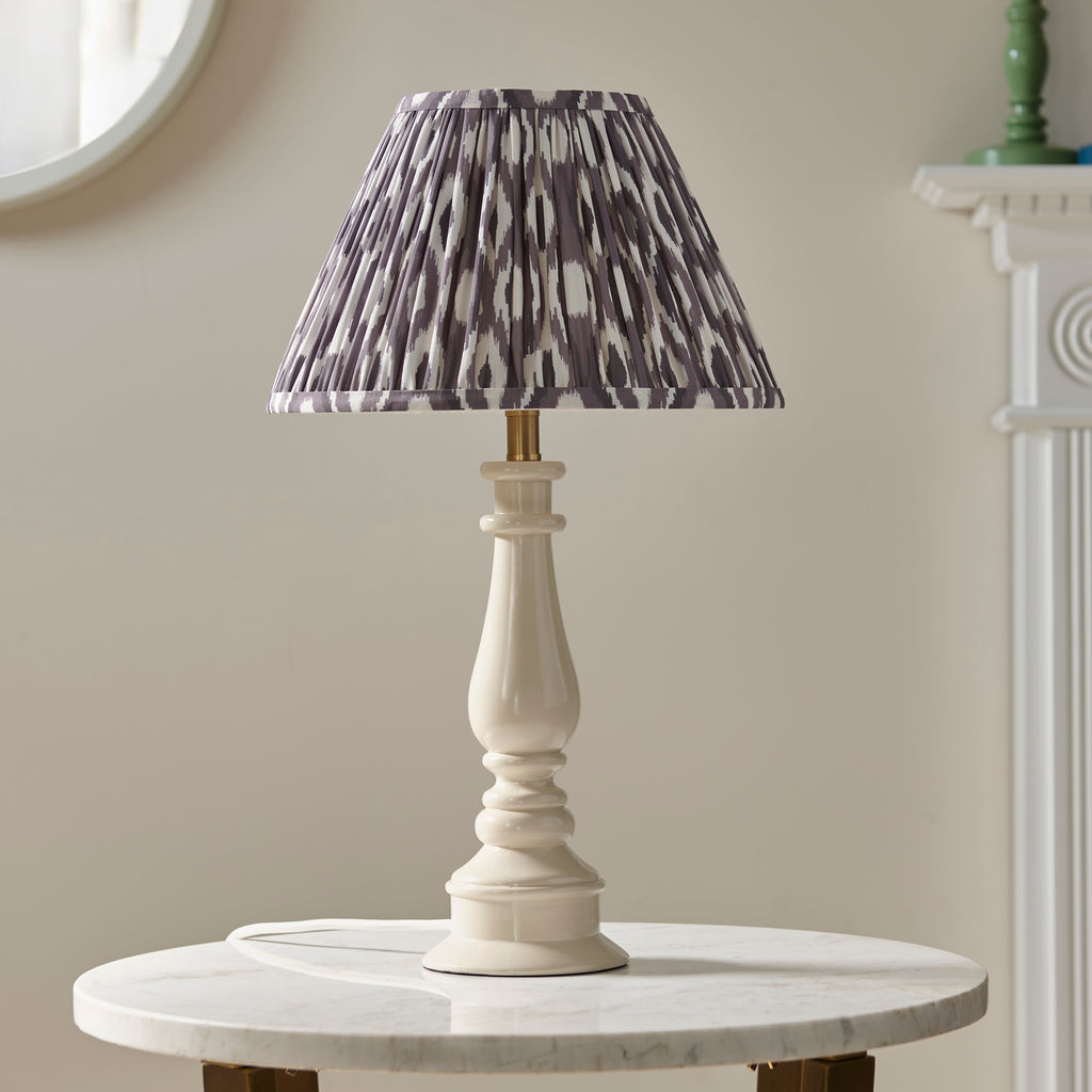 114960 Myrtle & Ikat 30cm Table Lamp White Grey