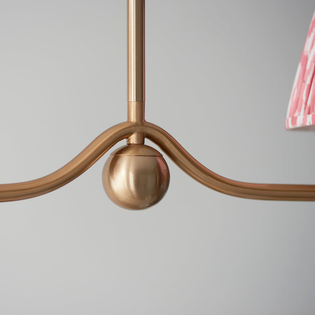 114989 Santiago & Ikat 16cm 4 Light Pendant Brass Pink