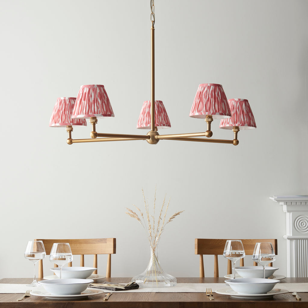 115008 Santiago & Ikat 16cm 5 Light Pendant Brass Pink