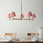 115008 Santiago & Ikat 16cm 5 Light Pendant Brass Pink