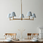 115011 Santiago & Leaf 16cm 5 Light Pendant Brass Blue