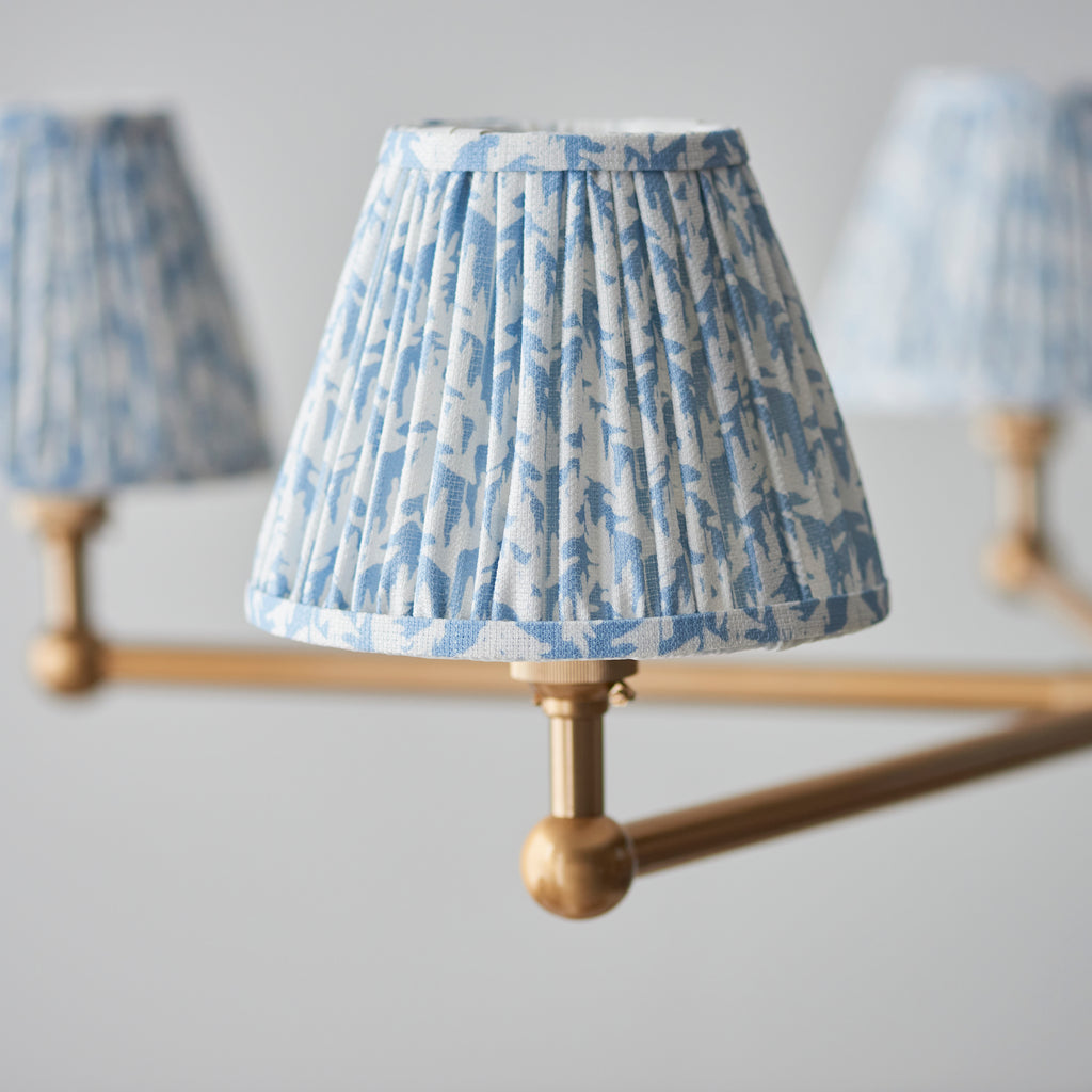 115011 Santiago & Leaf 16cm 5 Light Pendant Brass Blue