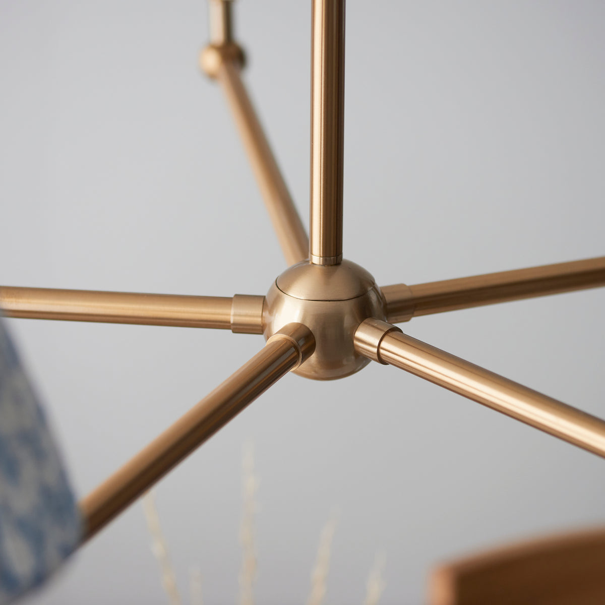 115011 Santiago & Leaf 16cm 5 Light Pendant Brass Blue