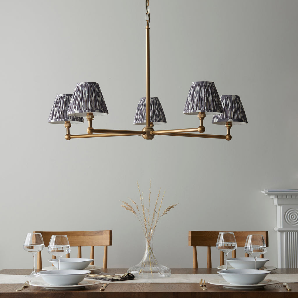 115017 Santiago & Ikat 16cm 5 Light Pendant Brass Grey