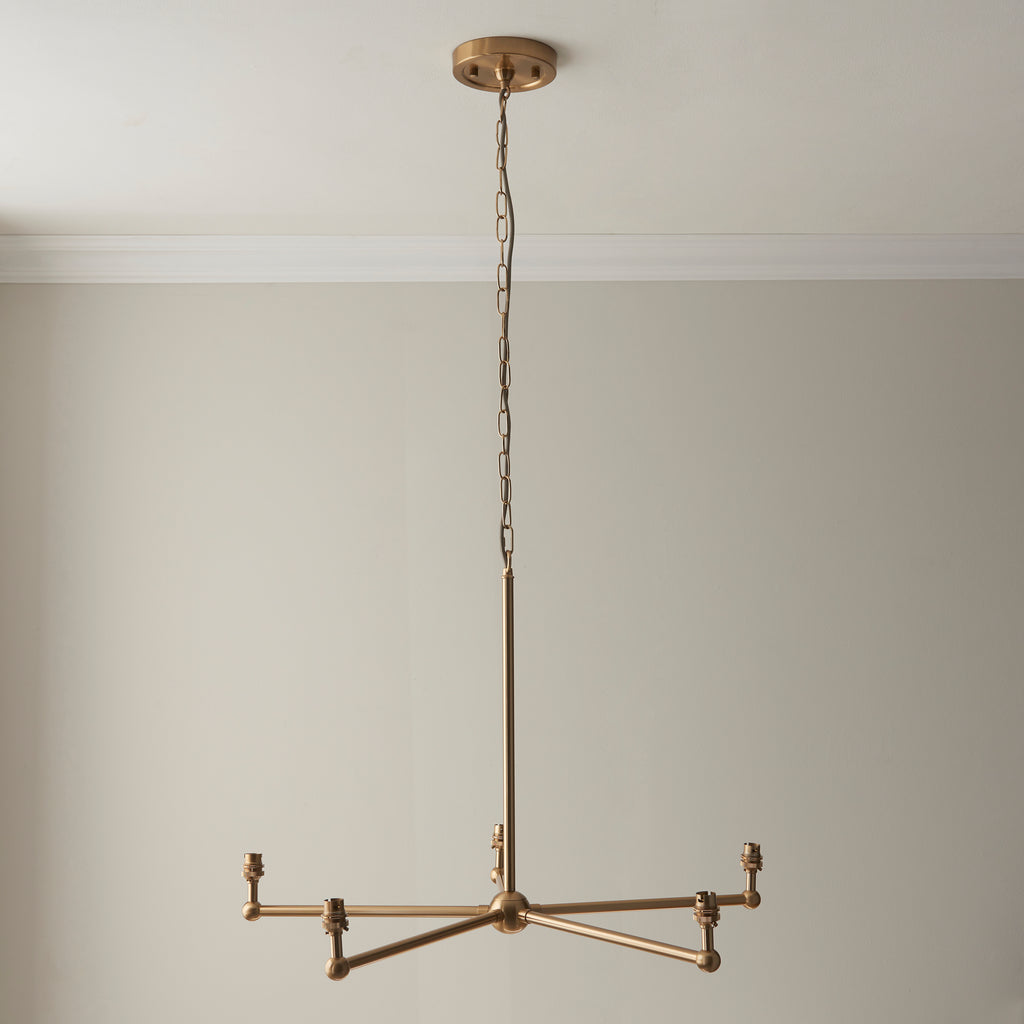 115017 Santiago & Ikat 16cm 5 Light Pendant Brass Grey