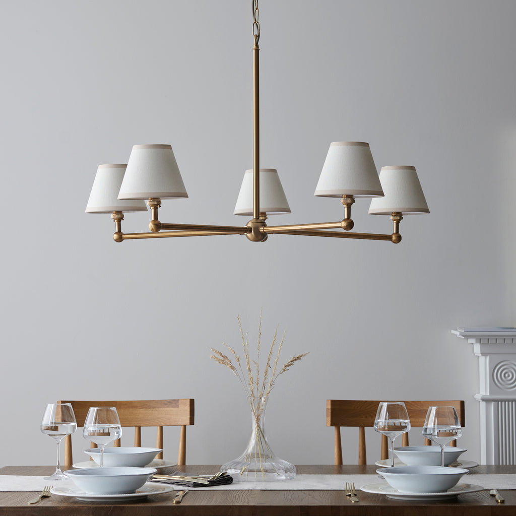 115021 Santiago & Ivy 16cm 5 Light Pendant Brass White