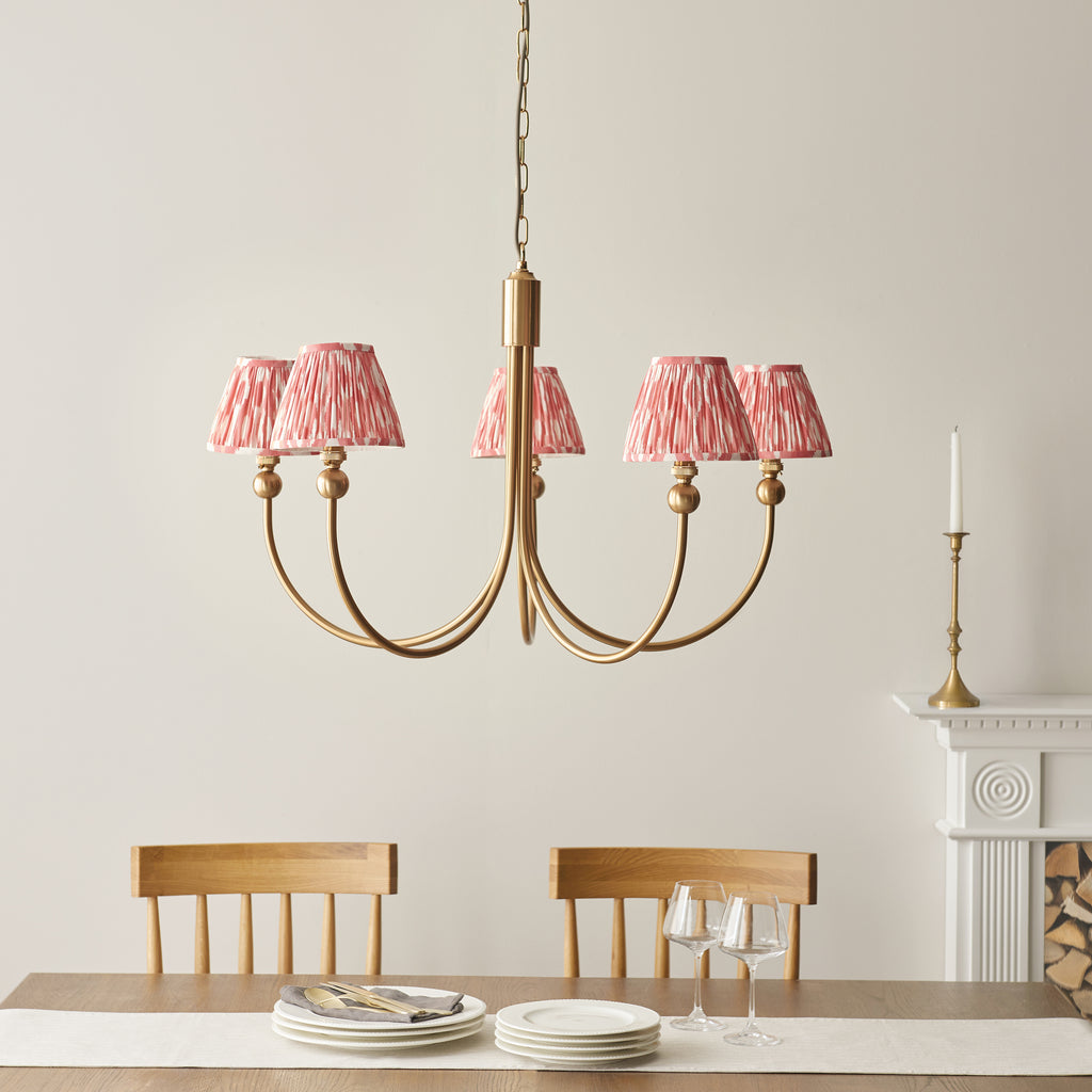 115047 Santiago & Ikat 16cm 5 Light Pendant Brass Pink