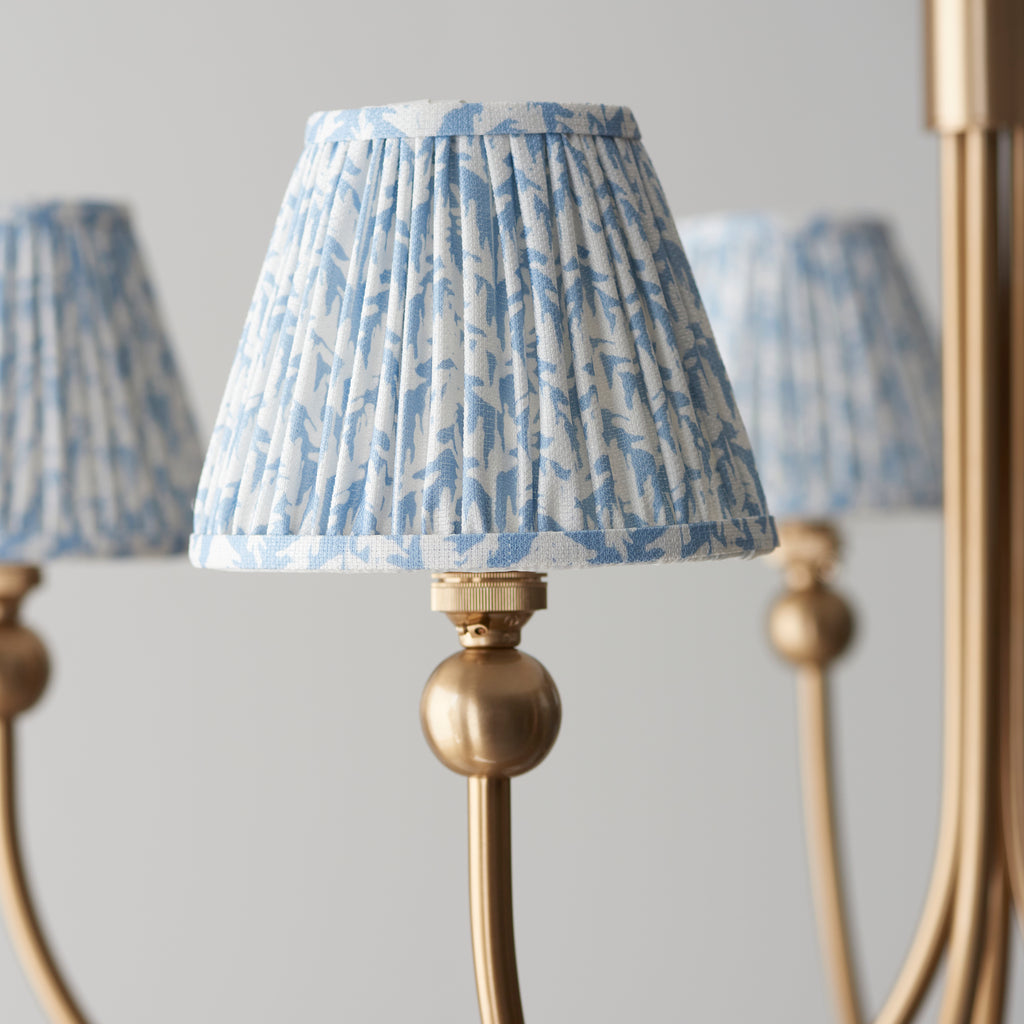 115050 Santiago & Leaf 16cm 5 Light Pendant Brass Blue
