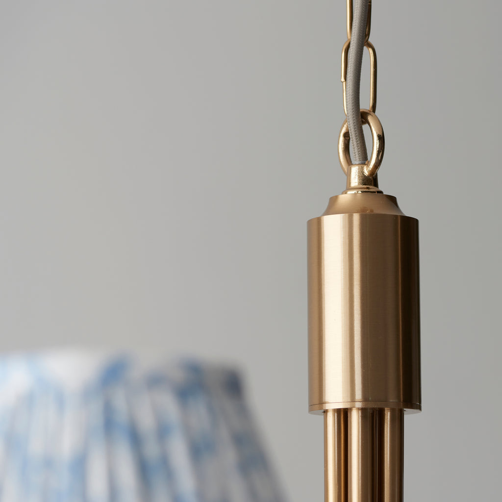 115050 Santiago & Leaf 16cm 5 Light Pendant Brass Blue