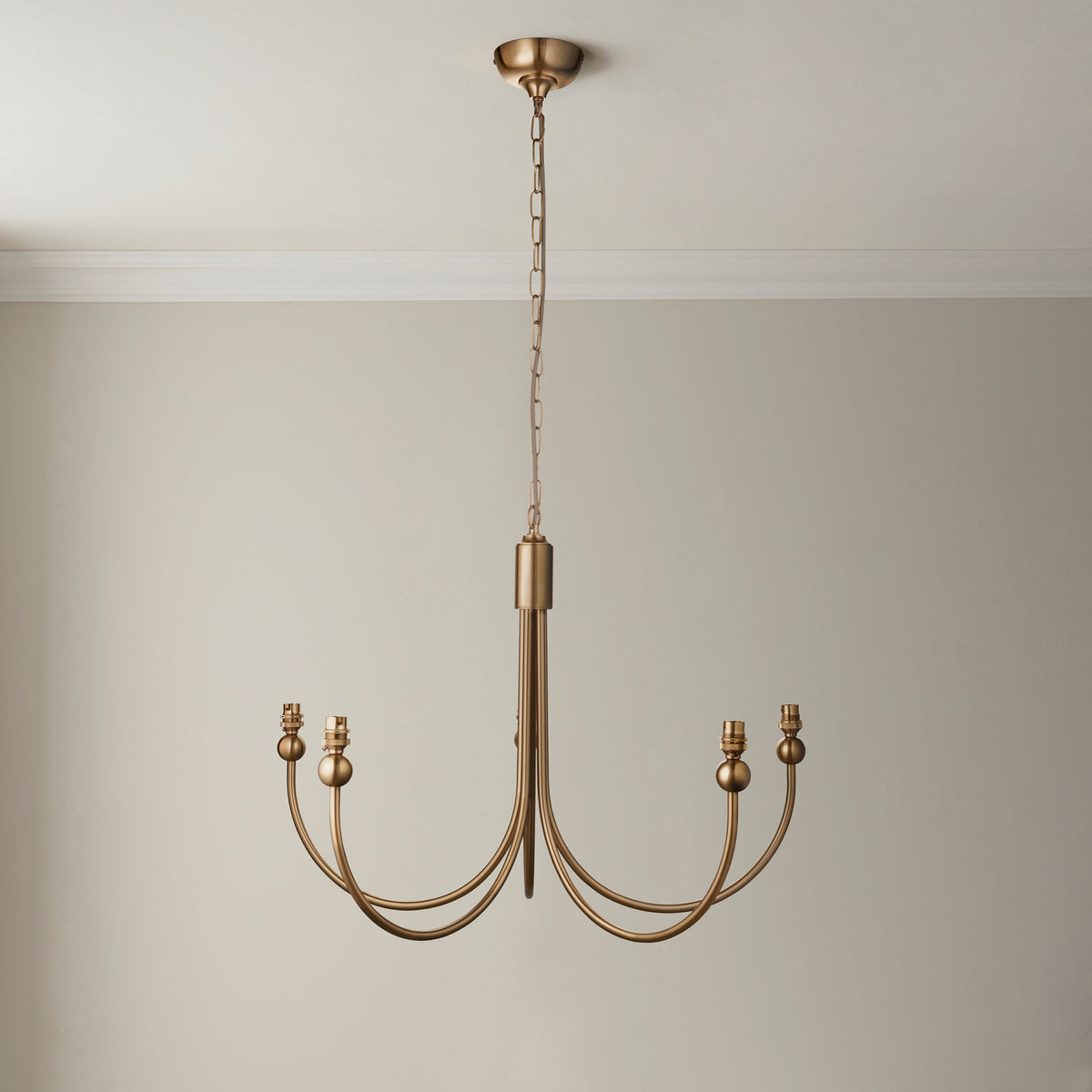 115050 Santiago & Leaf 16cm 5 Light Pendant Brass Blue