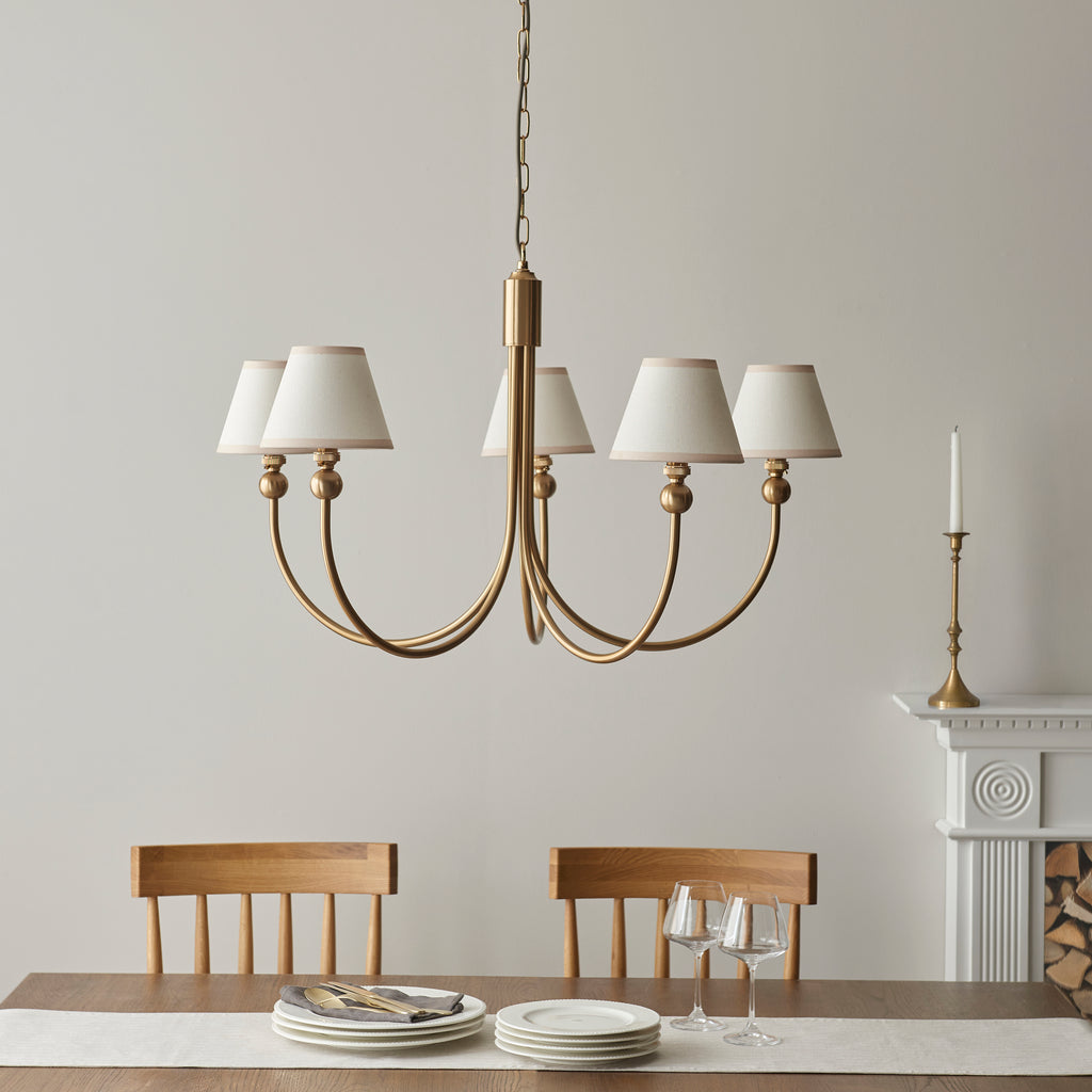 115060 Santiago & Ivy 16cm 5 Light Pendant Brass White