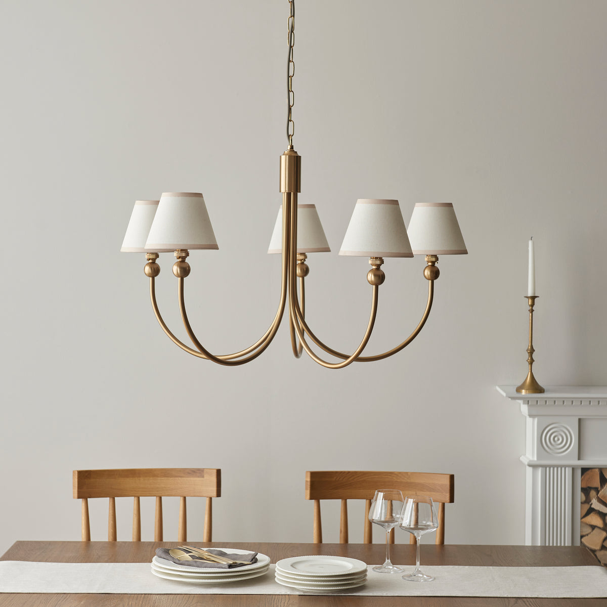 115060 Santiago & Ivy 16cm 5 Light Pendant Brass White