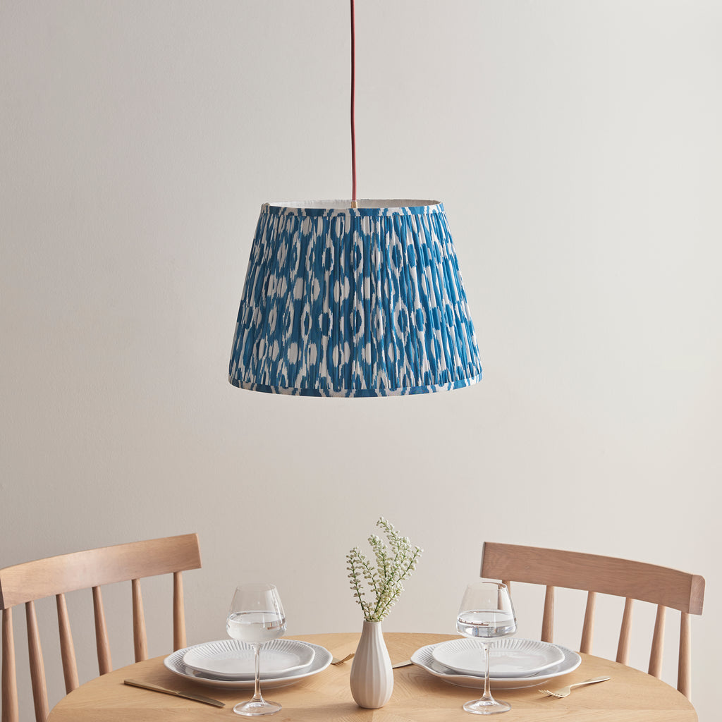 115244 Eltham & Ikat 40cm Pendant Brass Blue