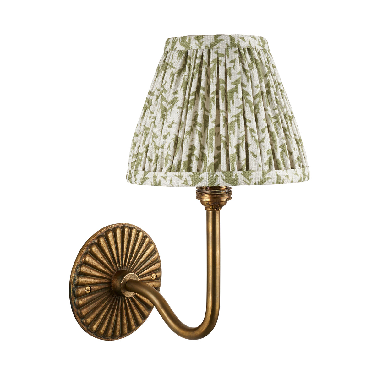 115287 Dahlia Swan & Leaf 16cm Wall Light Brass Green