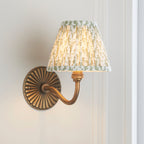 115303 Dahlia Curve & Leaf 16cm Wall Light Brass Green