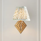 115395 Diamond Curve & Leaf 16cm Wall Light Brass Green
