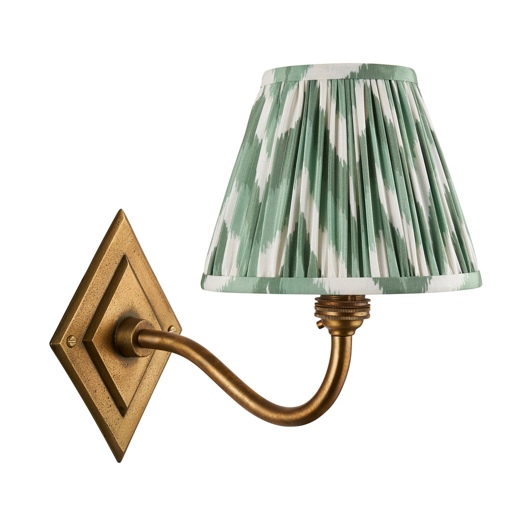 115400 Diamond Curve & Zigzag 16cm Wall Light Brass Green