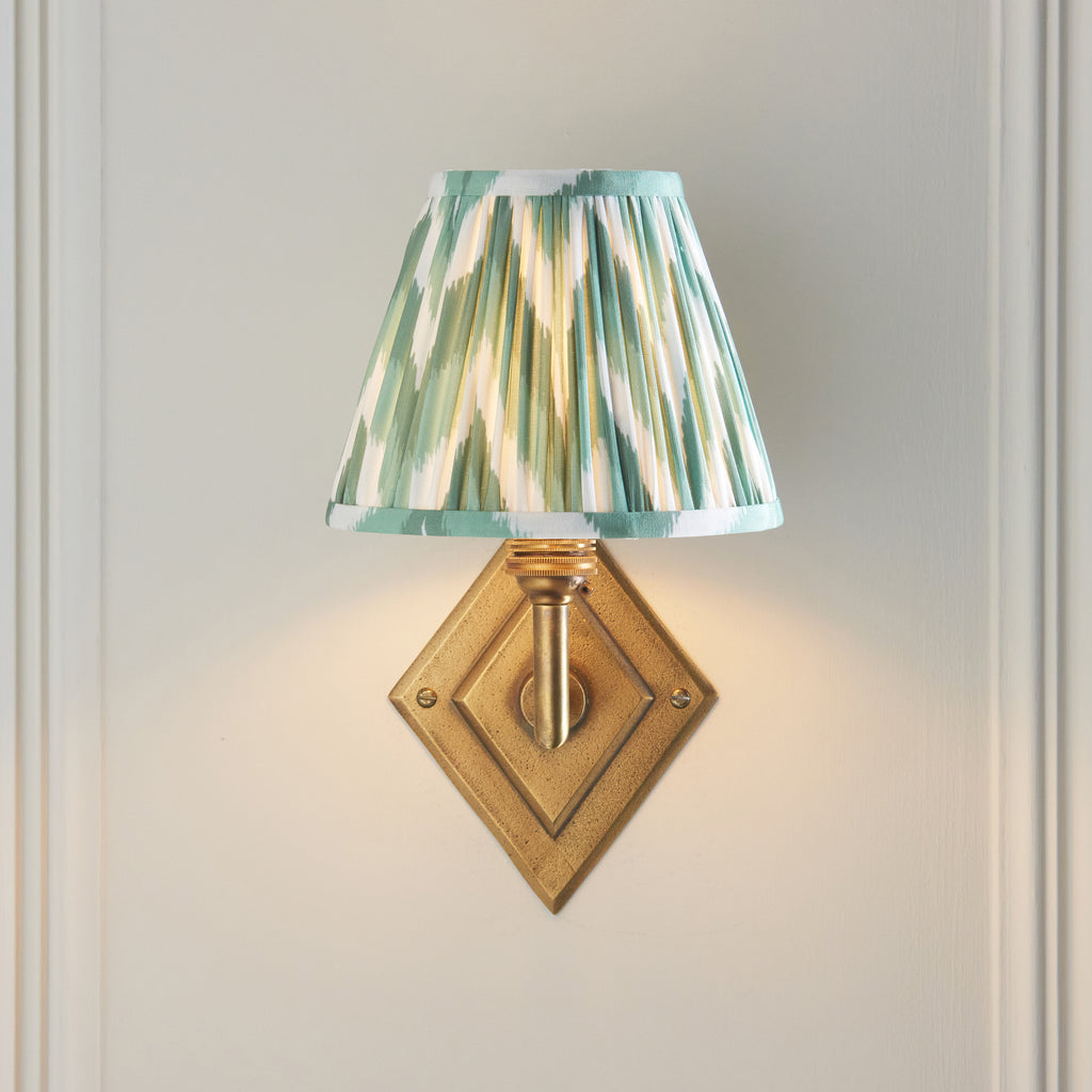 115416 Diamond Angle & Zigzag 16cm Wall Light Brass Green