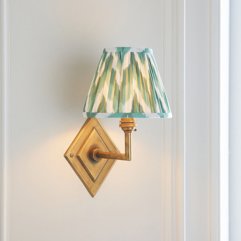 115416 Diamond Angle & Zigzag 16cm Wall Light Brass Green