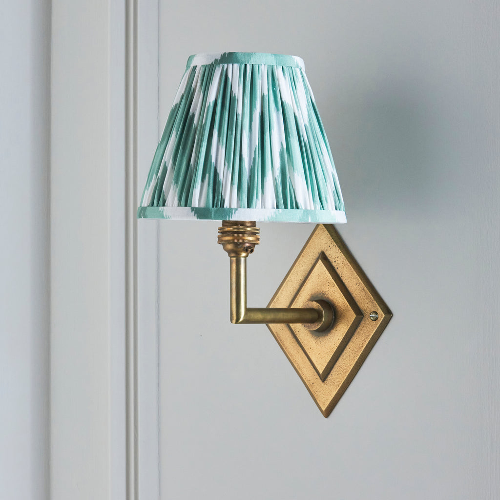 115416 Diamond Angle & Zigzag 16cm Wall Light Brass Green