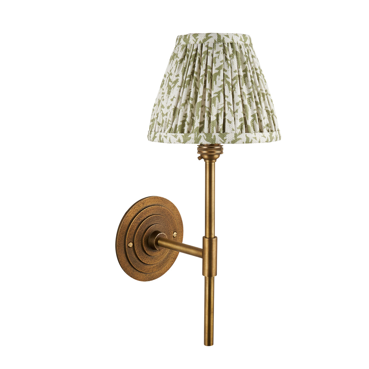 115427 Halo Tall & Leaf 16cm Wall Light Brass Green