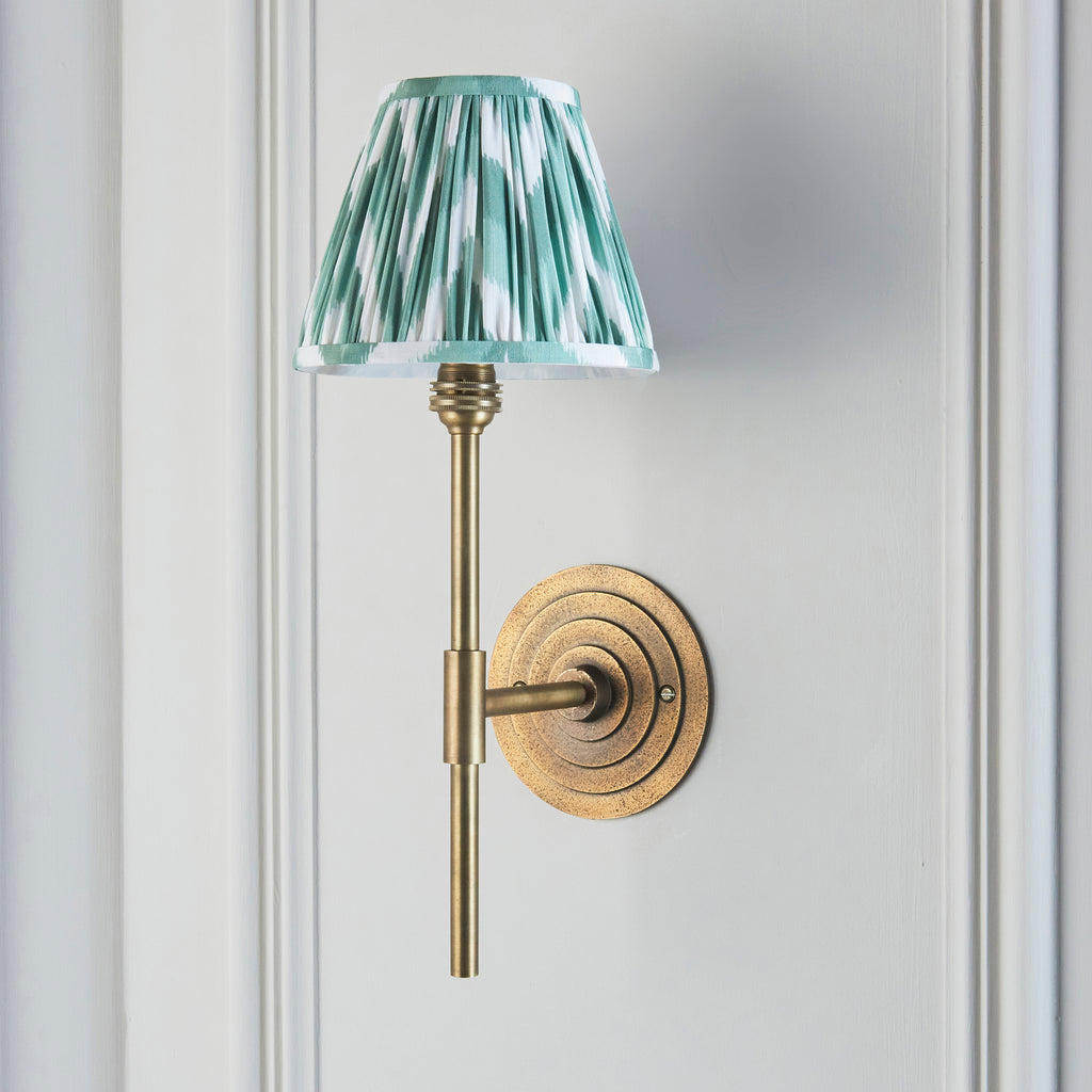 115432 Halo Tall & Zigzag 16cm Wall Light Brass Green