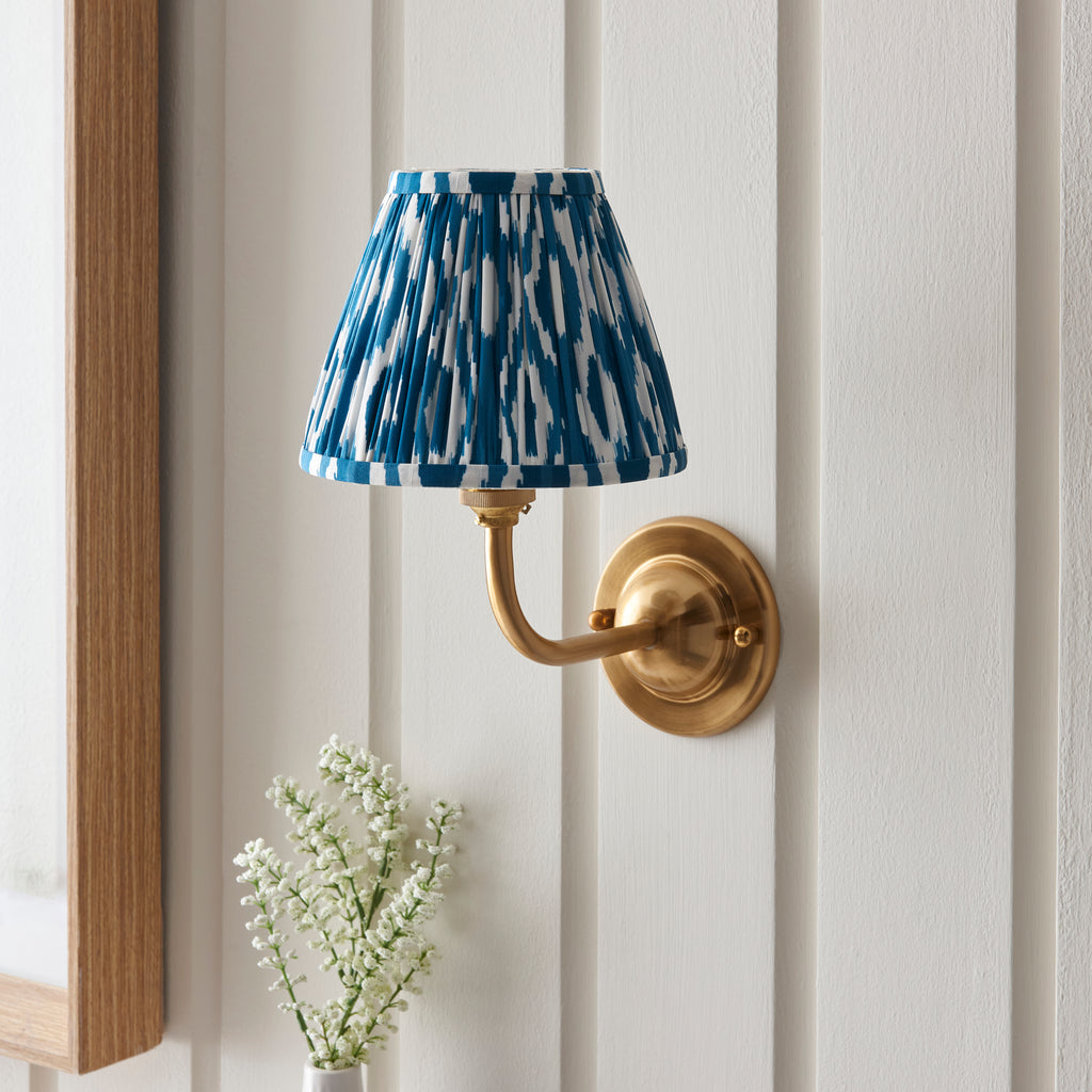 115598 Dome Arc & Ikat 16cm Wall Light Brass Blue