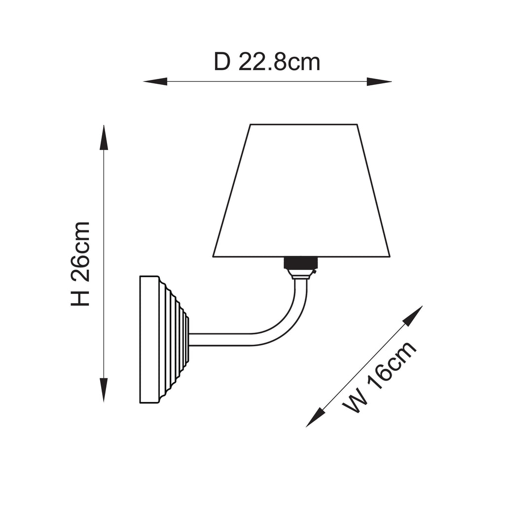 115677 Obelisk Arc & Ripple Wall Light With 16cm Grey Shade (S)