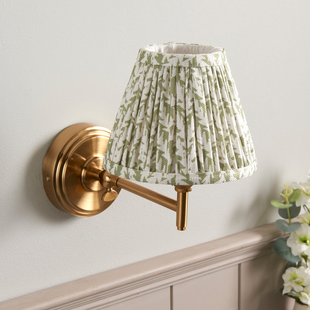 115793 Step Fold & Leaf 16cm Wall Light Brass Green