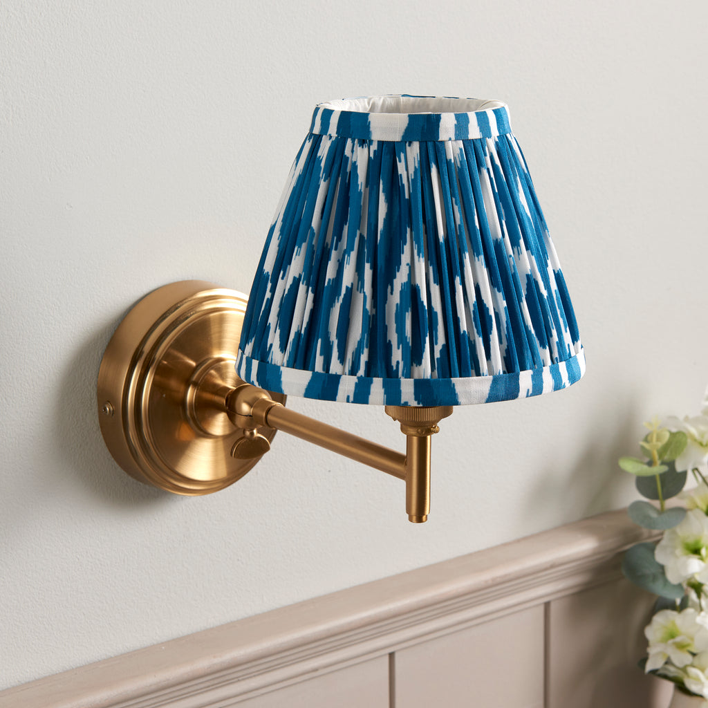 115801 Step Fold & Ikat 16cm Wall Light Brass Blue