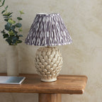 116418 Layered Leaf & Ikat 30cm Table Lamp Ivory Grey