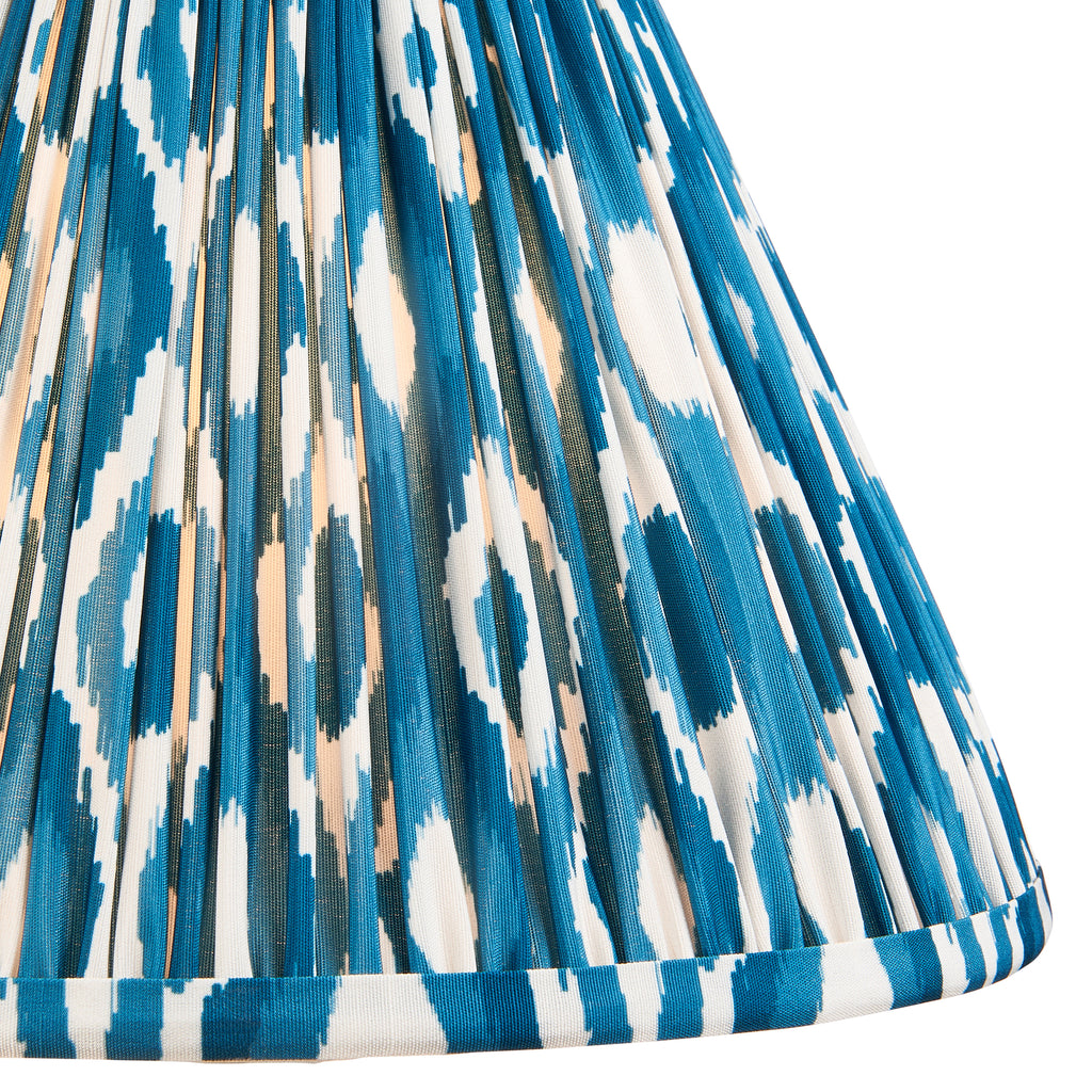 116419 Layered Leaf & Ikat 30cm Table Lamp Ivory Blue