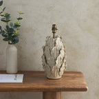 116457 Layered Leaf & Raffia 32cm Table Lamp Ivory
