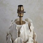 116457 Layered Leaf & Raffia 32cm Table Lamp Ivory