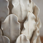 116457 Layered Leaf & Raffia 32cm Table Lamp Ivory