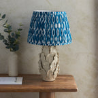 116464 Layered Leaf & Ikat 35cm Table Lamp Ivory Blue