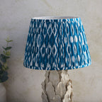 116464 Layered Leaf & Ikat 35cm Table Lamp Ivory Blue