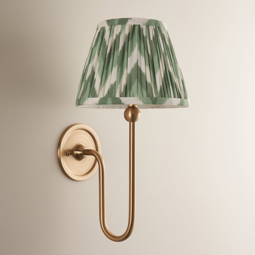 116826 Santiago & Zigzag 20cm Wall Light Brass Green