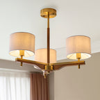 116993 Heathcliff 3 Light Semi Flush Ceiling Brass Wood