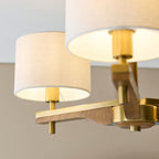 116993 Heathcliff 3 Light Semi Flush Ceiling Brass Wood