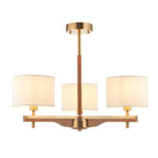 116993 Heathcliff 3 Light Semi Flush Ceiling Brass Wood