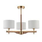 116993 Heathcliff 3 Light Semi Flush Ceiling Brass Wood