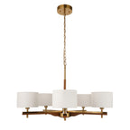 116994 Heathcliff 5 Light Pendant Brass Wood