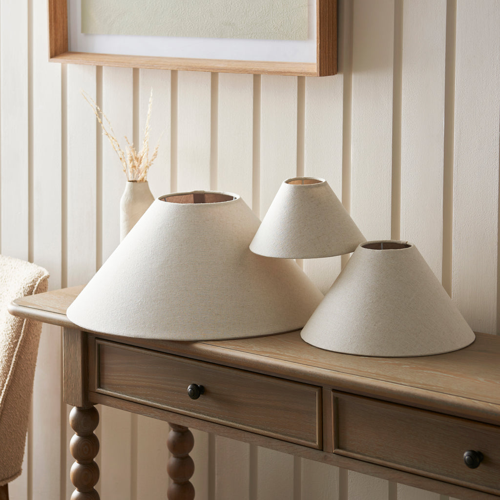 117532 Avalon 22cm Tapered Natural Faux Linen Shade (S)