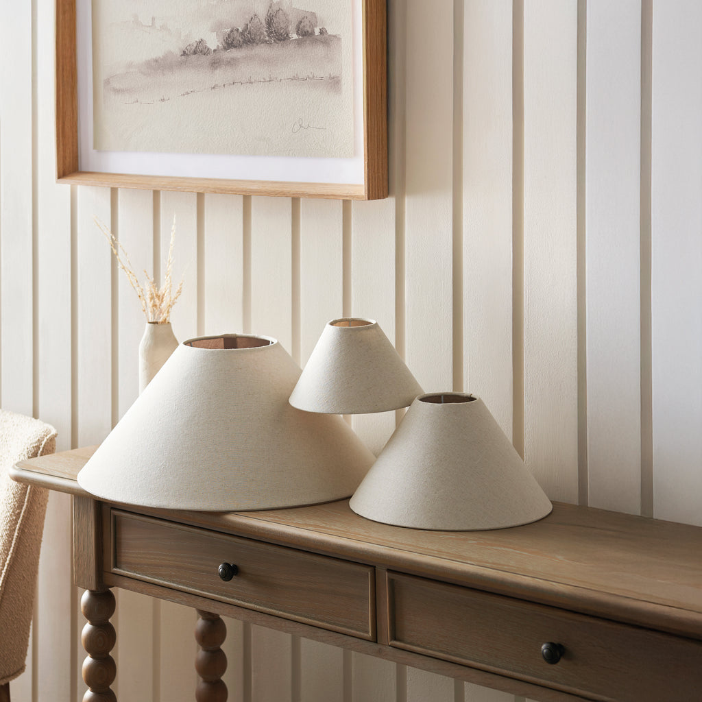 117532 Avalon 22cm Tapered Natural Faux Linen Shade (S)