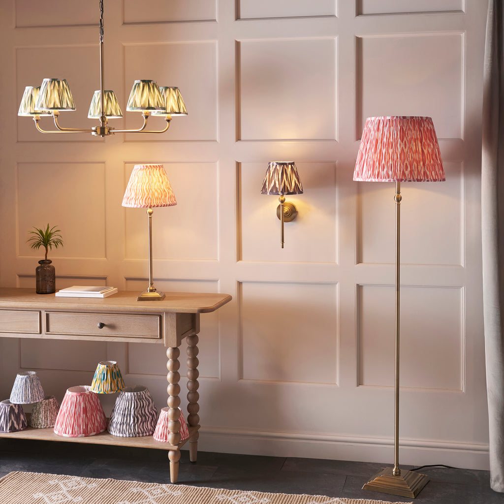 118001 Lille & Ikat 40cm Floor Lamp Brass Pink