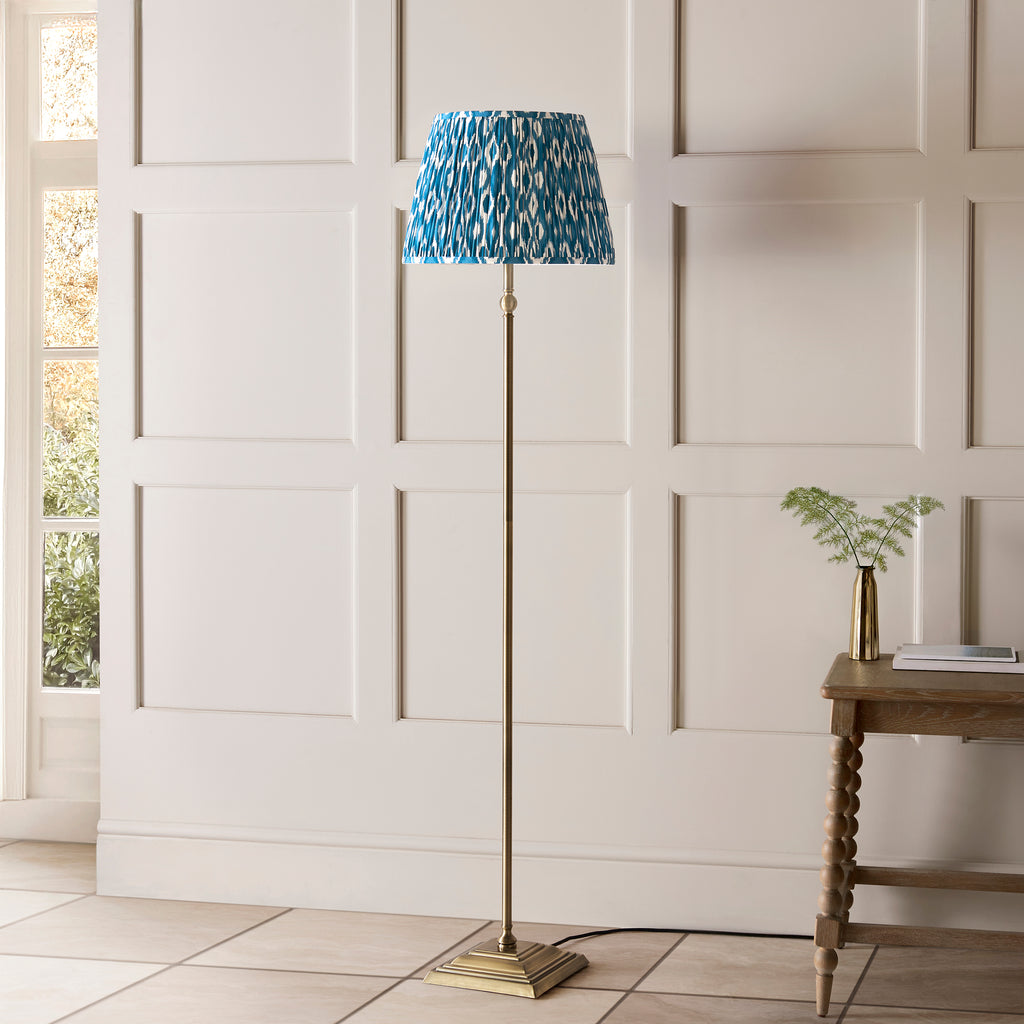 118007 Lille & Ikat 40cm Floor Lamp Brass Blue