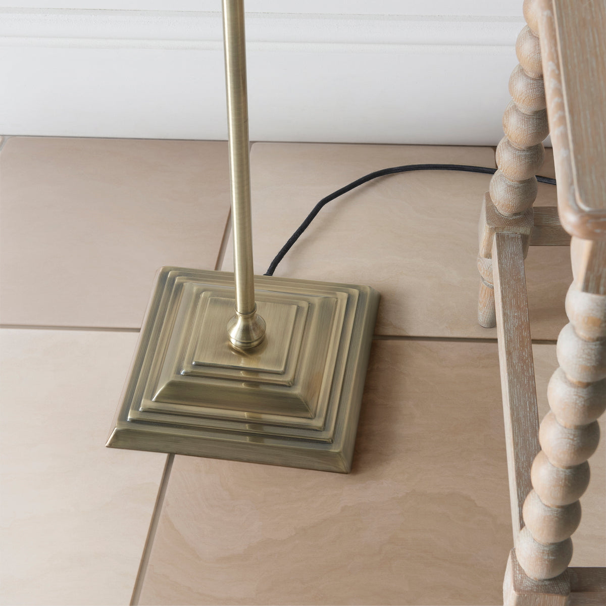 118007 Lille & Ikat 40cm Floor Lamp Brass Blue